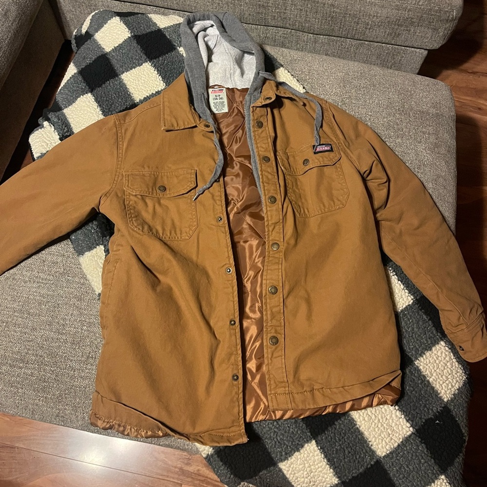 Dickies Men's Brown Shirt Jacket with Hood
